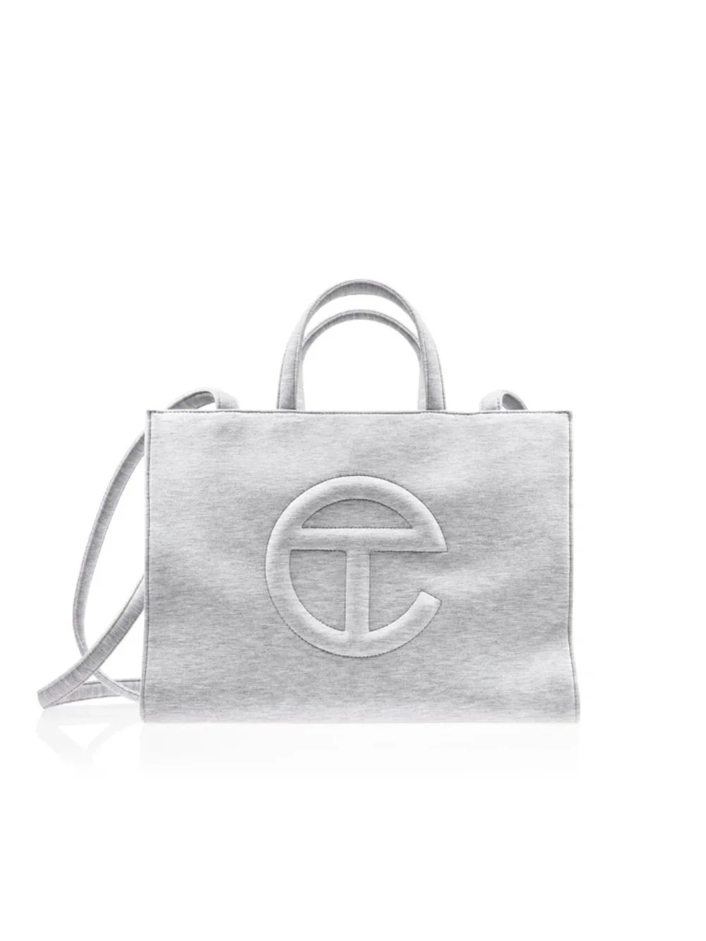 UGG X Telfar Classic Gray Fleece medium Tote /shoulder Bag Features iconic logo
